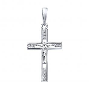 Подвеска из белого золота SOKOLOV с бриллиантом 1120106-3 фото