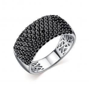 Кольцо из белого золота АЛЬКОР с чёрным бриллиантом 11209-213 фото