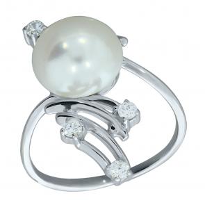 Серебряное кольцо Жемчужное подворье с фианитом и жемчугом 11510294.0.b.170 фото