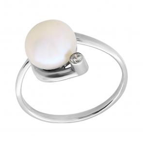 Серебряное кольцо Жемчужное подворье с фианитом и жемчугом 11510326.0.b. фото