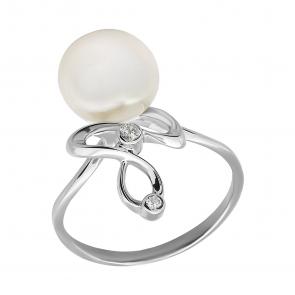 Серебряное кольцо Жемчужное подворье с фианитом и жемчугом 11510444.0.b. фото