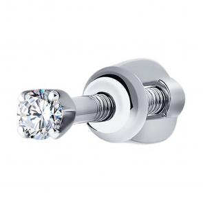 Одиночная серьга из белого золота SOKOLOV с бриллиантом 1170006 фото