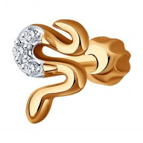 Одиночная серьга из золота Символ года Змея SOKOLOV с бриллиантом 1170024 фото
