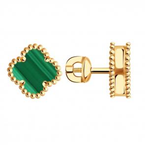 Золотые серьги TALANT с малахитом 12-00-11209м фото