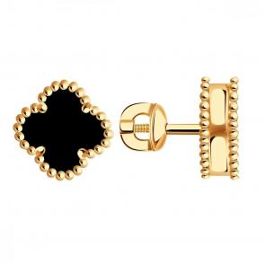 Золотые серьги TALANT с ониксом 12-00-11209о фото