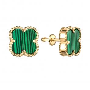 Серьги из лимонного золота TALANT с малахитом 12-20-11209м фото