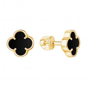 Серьги из лимонного золота TALANT с ониксом 12-20-29714о фото