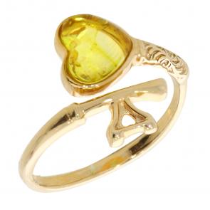 Кольцо из золочёного серебра Дарвин с янтарём 120022022aa-л фото