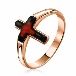 Кольцо из золочёного серебра Дарвин с янтарём 120042015ba-к фото