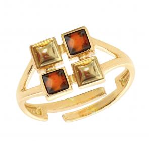 Кольцо из золочёного серебра Дарвин с янтарём 120042156ab-ск фото