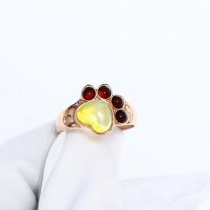 Кольцо из золочёного серебра Дарвин с янтарём 120062109aa-микс фото