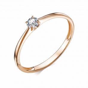 Золотое помолвочное кольцо АЛЬКОР с бриллиантом 12068-100 фото