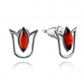 Серебряные серьги Дарвин с янтарём 122047106aa-к фото