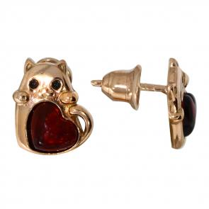 Серьги из золочёного серебра Дарвин с янтарём и эмалью 12204S202aa-к фото