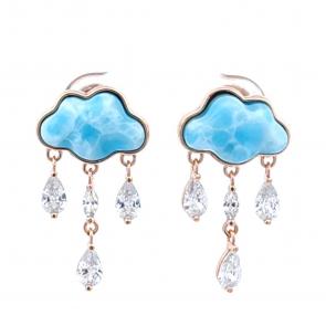 Серьги из золочёного серебра Дарвин с ларимаром и фианитом 122832149ac фото