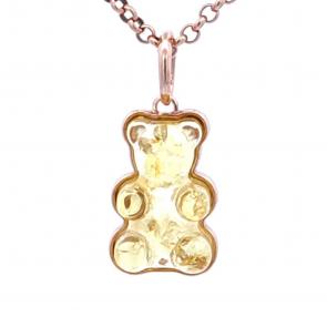 Подвеска из золочёного серебра Дарвин с янтарём 128022205ab-л фото