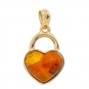 Подвеска из золочёного серебра Дарвин с янтарём 128042011ab-ск фото