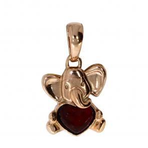 Подвеска из золочёного серебра Дарвин с янтарём 128042202ab-к фото