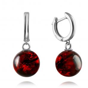 Серебряные серьги Дарвин с янтарём 129041583br-ск фото