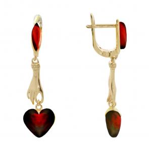 Серьги из золочёного серебра Дарвин с янтарём 129042025ac-к фото