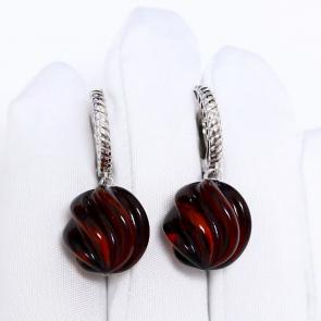 Серебряные серьги Дарвин с янтарём 129551582tt-к фото