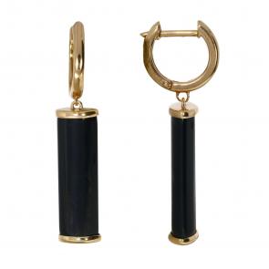 Серьги из золочёного серебра Дарвин с ониксом 129LB2523ab фото