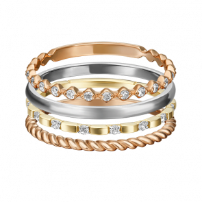 Кольцо из комбинированного золота Platina с фианитом 13-0006-00-401-1140-48 фото