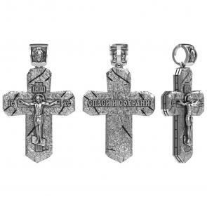 Подвеска-крест из черненого серебра Господи спаси и сохрани Высоковы 585 13-000873-105000 фото