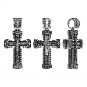 Подвеска-крест из черненого серебра Святитель Николай Чудотворец Высоковы 585 13-001561-105000 фото