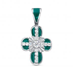 Подвеска-крест из серебра Высоковы 585 с фианитом и эмалью 13-002323-113010-эи фото