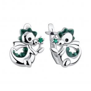 Серебряные серьги TALANT с фианитом и эмалью 13-79-0003-15120 фото