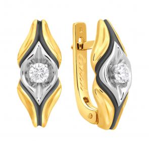 Золотые серьги Бренд Carat с бриллиантом и керамикой 13010021469 фото