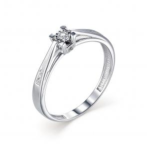 Кольцо из белого золота АЛЬКОР с бриллиантом 13218-200 фото