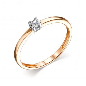 Золотое кольцо АЛЬКОР с бриллиантом 13963-100 фото