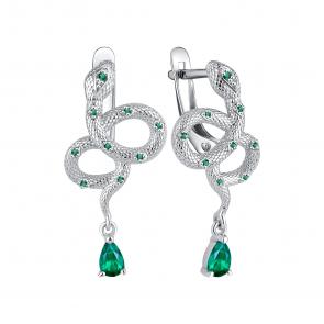 Серебряные серьги Символ года Змея TALANT с фианитом 14-72-0003-15732 фото