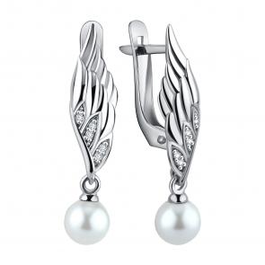 Серебряные серьги TALANT с фианитом и жемчугом 14-72-0011-15632 фото