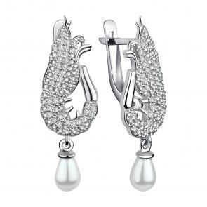 Серебряные серьги TALANT с фианитом и жемчугом 14-72-0011-17177 фото