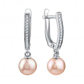 Серебряные серьги TALANT с фианитом и жемчугом 14-72-0031-15222 фото