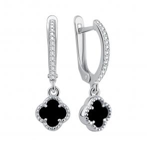 Серебряные серьги TALANT с фианитом и ониксом 14-72-0801-15044 фото