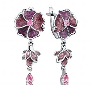 Серебряные серьги TALANT с фианитом и эмалью 14-79-000R-17125 фото