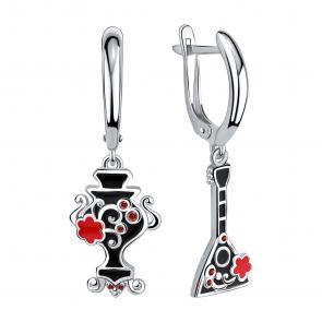 Серебряные серьги TALANT с фианитом и эмалью 14-79-000W-17374 фото