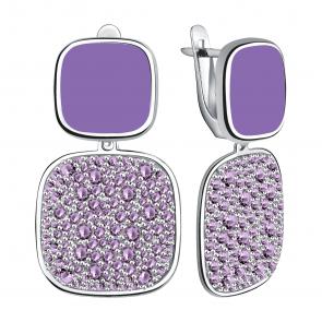 Серебряные серьги TALANT с фианитом и аметистом 14-7B-0006-17259 фото