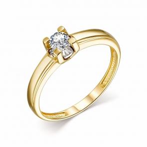 Кольцо из лимонного золота АЛЬКОР с бриллиантом 14000-300 фото