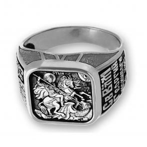 Кольцо из черненого серебра Великомученик Георгий Победоносец ЮЗ Елизавета 14038 фото