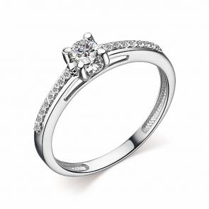 Кольцо из белого золота АЛЬКОР с бриллиантом 14231-200 фото