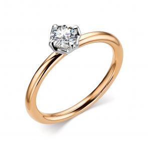 Золотое кольцо АЛЬКОР с бриллиантом 14327-КБ6 фото