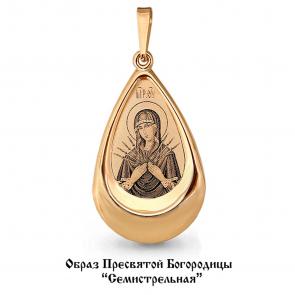 Золотая подвеска-иконка Образ Пресвятой Богородицы Семистрельная AQUAMARINE 14538 фото