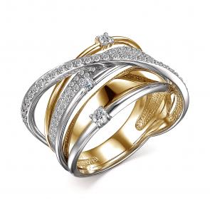 Кольцо из лимонного золота АЛЬКОР с бриллиантом 14743-300 фото