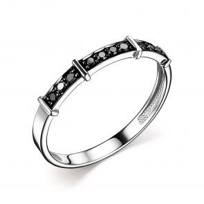 Кольцо из белого золота АЛЬКОР с чёрным бриллиантом 14746-213 фото