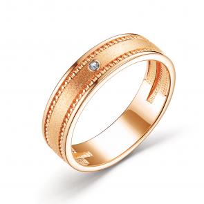 Золотое обручальное кольцо АЛЬКОР с бриллиантом 14825-А00 фото